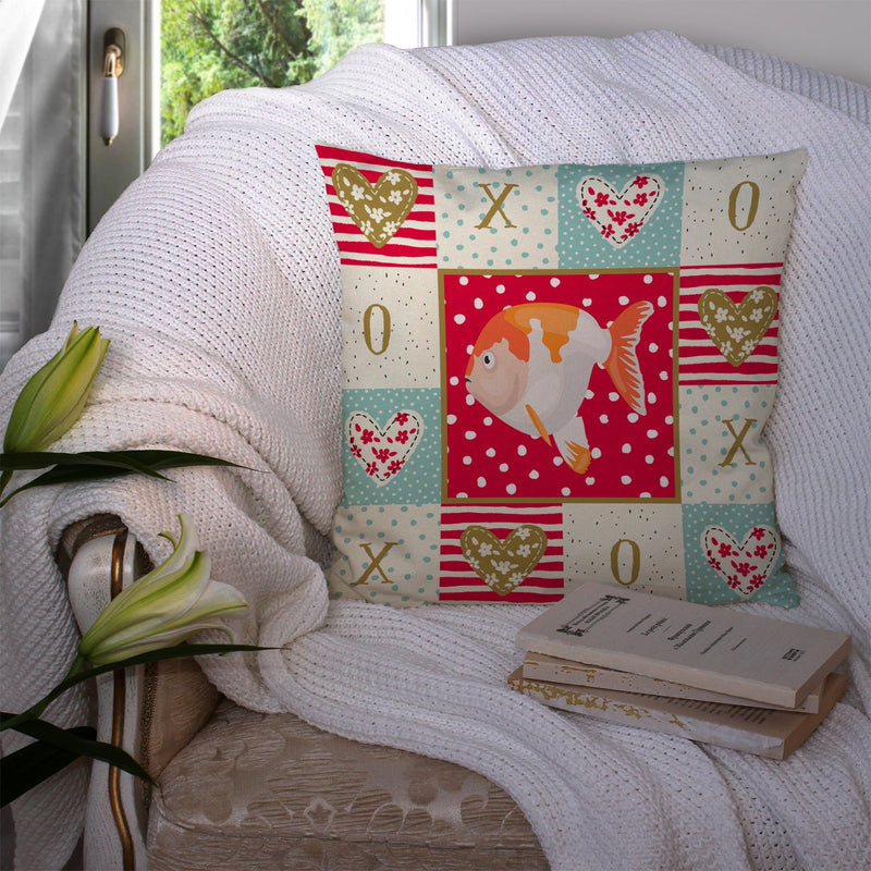 Lionhead Goldfish Love Throw Pillow - 14x14 Decorative Pillow – Art for Your Home & Patio CK5474PW1414