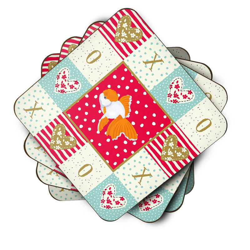 Oranda Red Cap Goldfish Love Coasters - Set of 4 Lightweight Foam, Absorbent Drink Coasters  CK5475FC
