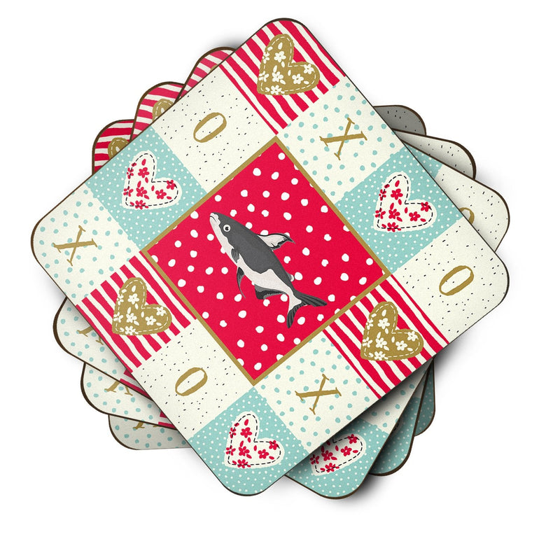 Iridescent Shark Love Coasters - Set of 4 Lightweight Foam, Absorbent Drink Coasters  CK5482FC