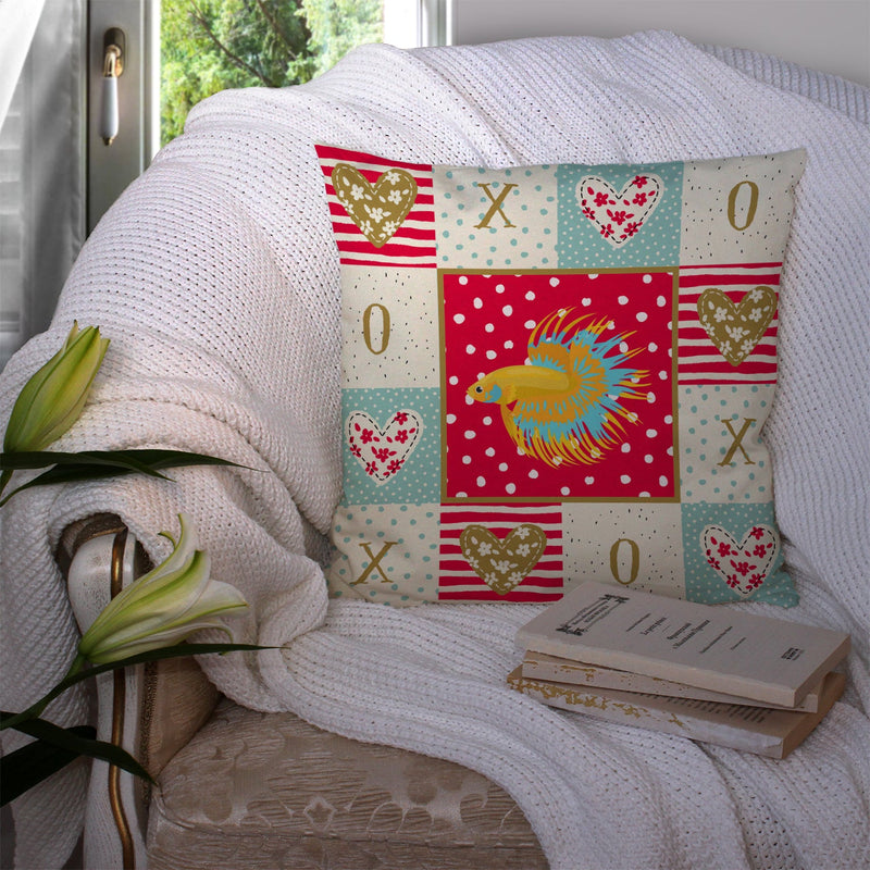 CrownTail Betta Love Throw Pillow - 14x14 Decorative Pillow – Art for Your Home & Patio CK5484PW1414