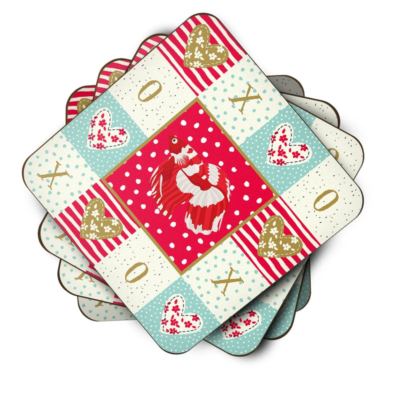 Veil Tail Betta Love Coasters - Set of 4 Lightweight Foam, Absorbent Drink Coasters  CK5494FC