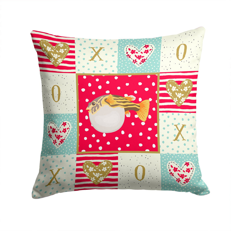Puffer Fish Love Throw Pillow - 14x14 Decorative Pillow – Art for Your Home & Patio CK5496PW1414
