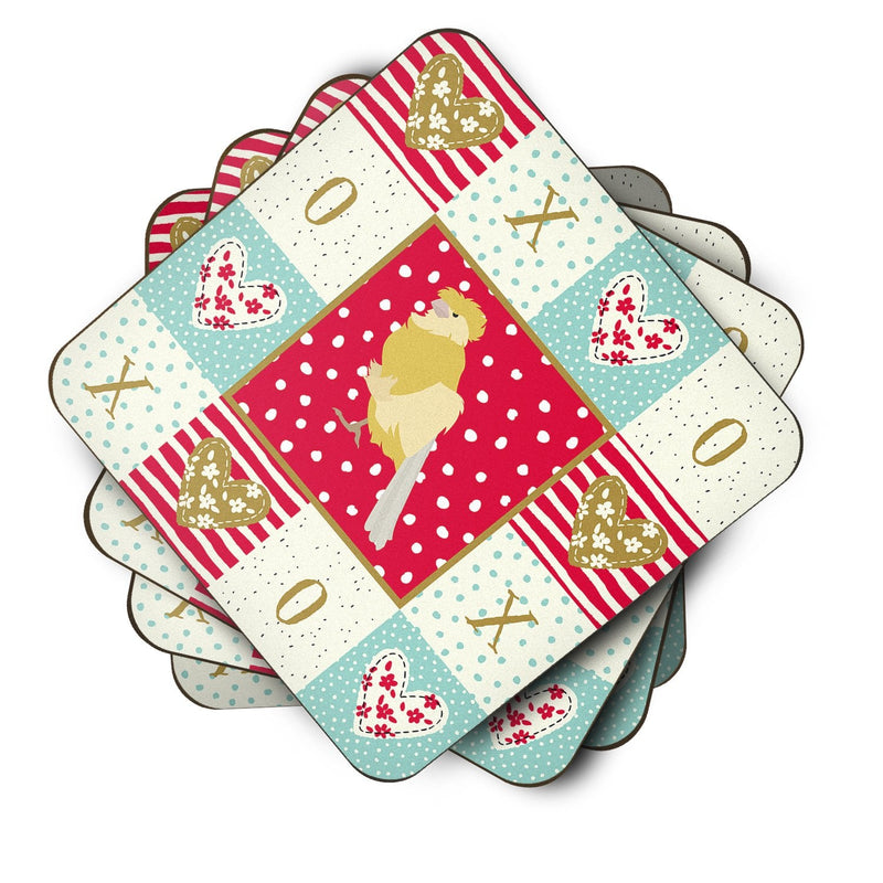 French Curly Canary Love Coasters - Set of 4 Lightweight Foam, Absorbent Drink Coasters  CK5502FC