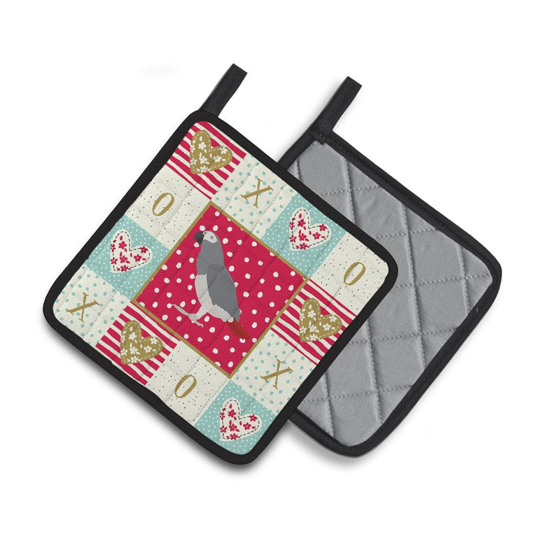 African Grey Parrot Love Pair of Pot Holders CK5518PTHD