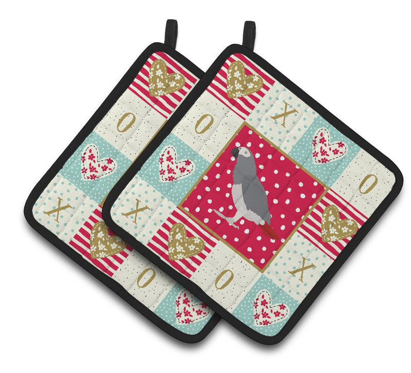 African Grey Parrot Love Pair of Pot Holders CK5518PTHD