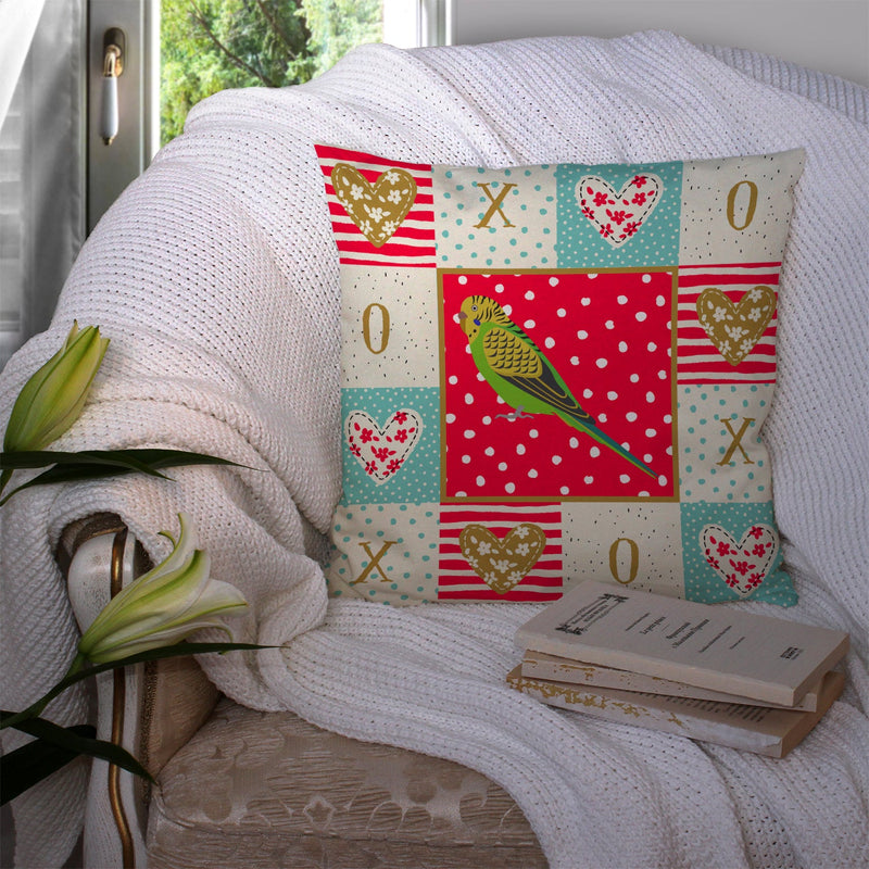 Budgerigar Love Throw Pillow - 14x14 Decorative Pillow – Art for Your Home & Patio CK5520PW1414