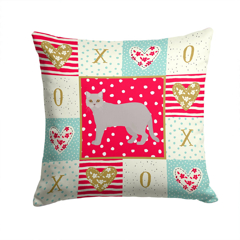 British Semi Longhair Cat Love Throw Pillow - 14x14 Decorative Pillow – Art for Your Home & Patio CK5567PW1414
