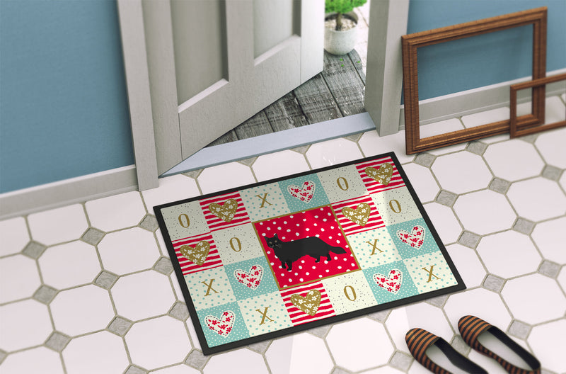 Black Chantilly Tiffany Cat Love Doormat - 18x27 Decorative Floor Mat – Indoor/Outdoor Rug with Artistic Flair CK5575MAT