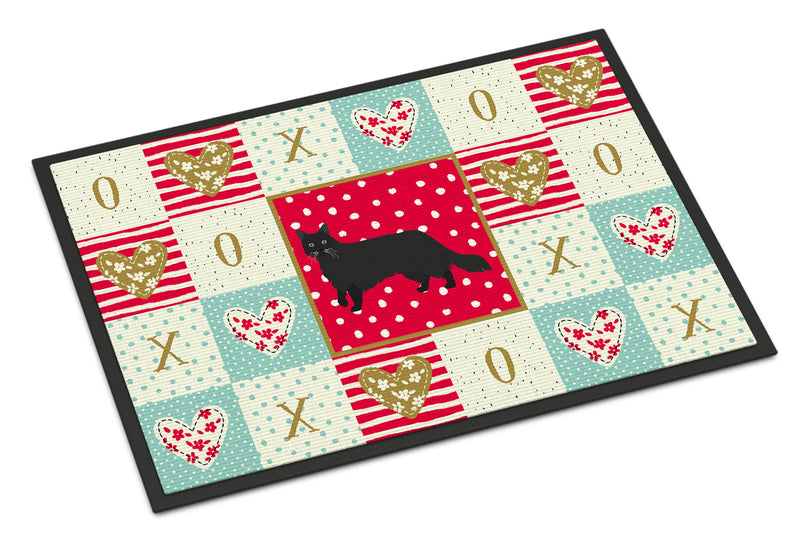 Black Chantilly Tiffany Cat Love Doormat - 18x27 Decorative Floor Mat – Indoor/Outdoor Rug with Artistic Flair CK5575MAT