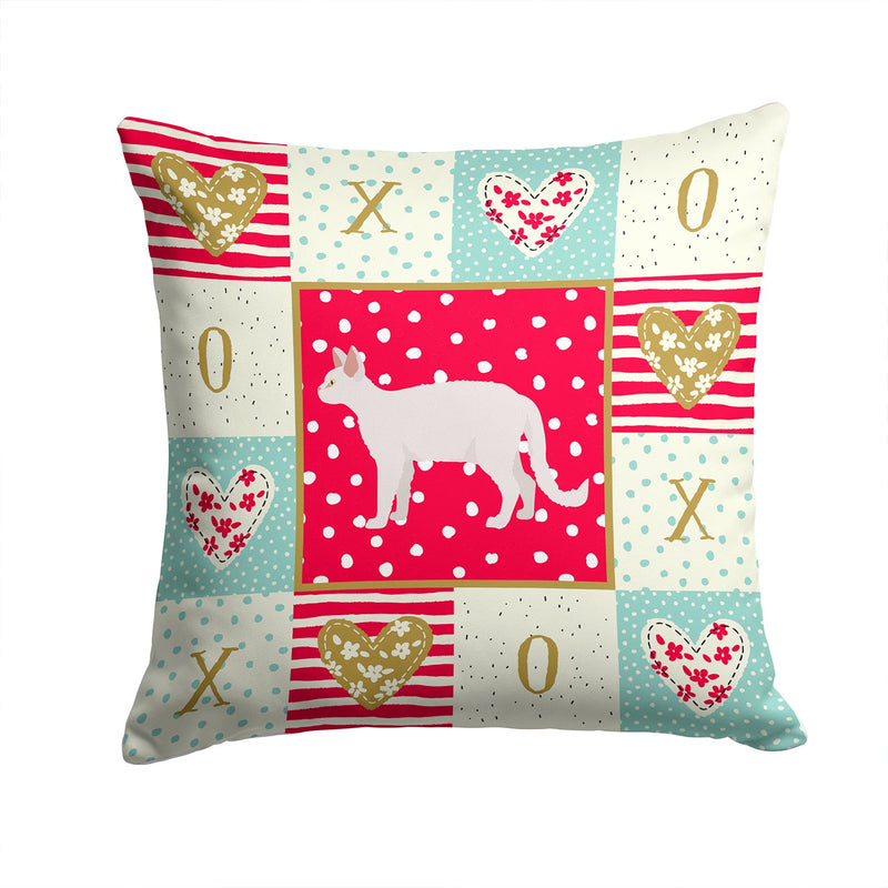 White Devon Rex Cat Love Throw Pillow - 14x14 Decorative Pillow – Art for Your Home & Patio CK5596PW1414