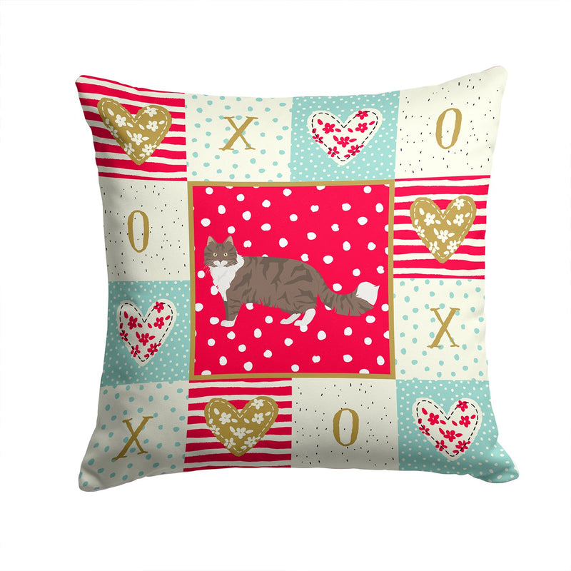 Norwegian Forest Cat Love Throw Pillow - 14x14 Decorative Pillow – Art for Your Home & Patio CK5658PW1414