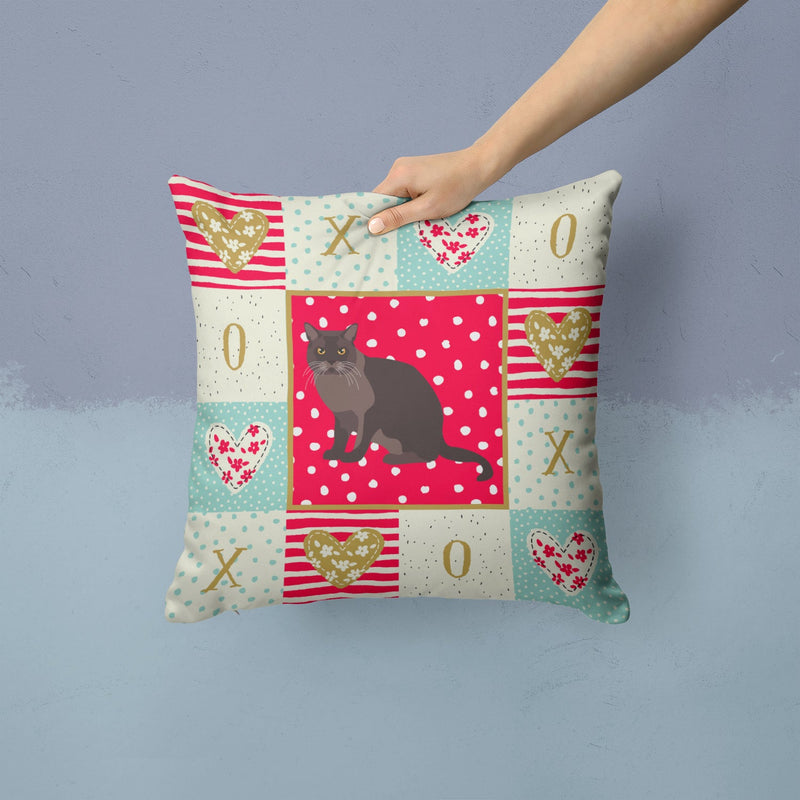 European Burmese Cat Love Throw Pillow - 14x14 Decorative Pillow – Art for Your Home & Patio CK5761PW1414