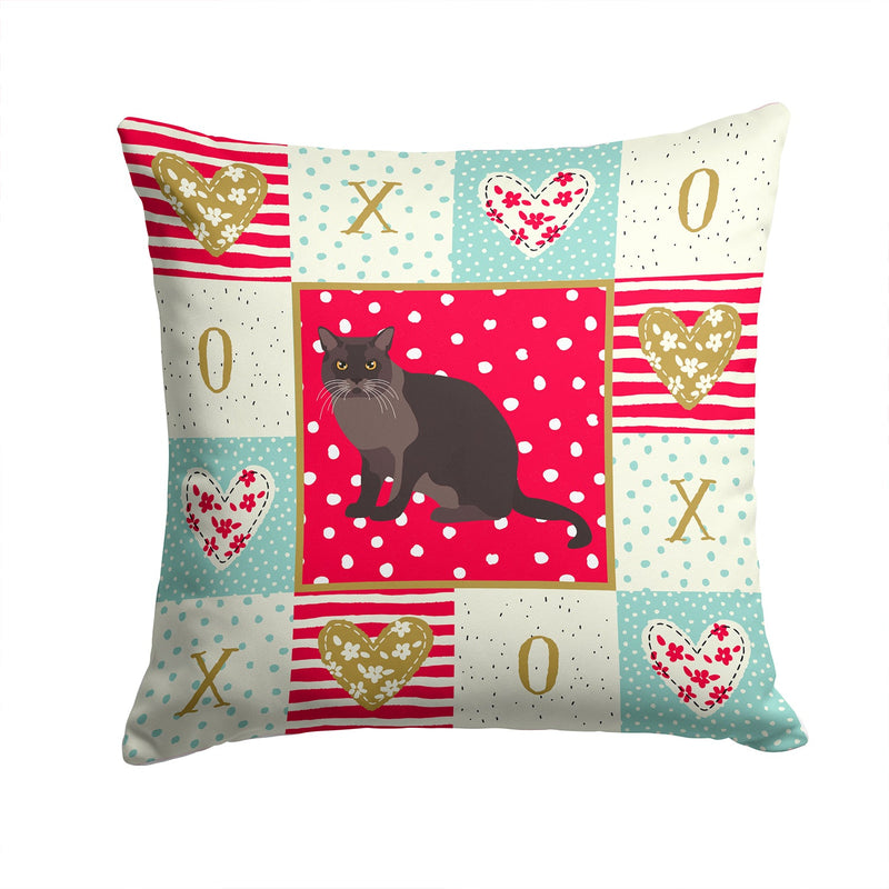 European Burmese Cat Love Throw Pillow - 14x14 Decorative Pillow – Art for Your Home & Patio CK5761PW1414