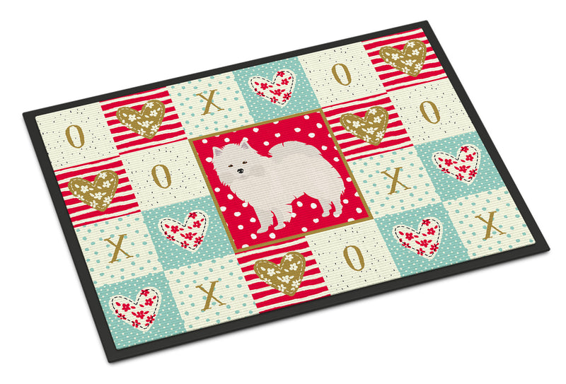 American Eskimo Love Doormat - 18x27 Decorative Floor Mat – Indoor/Outdoor Rug with Artistic Flair CK5808MAT