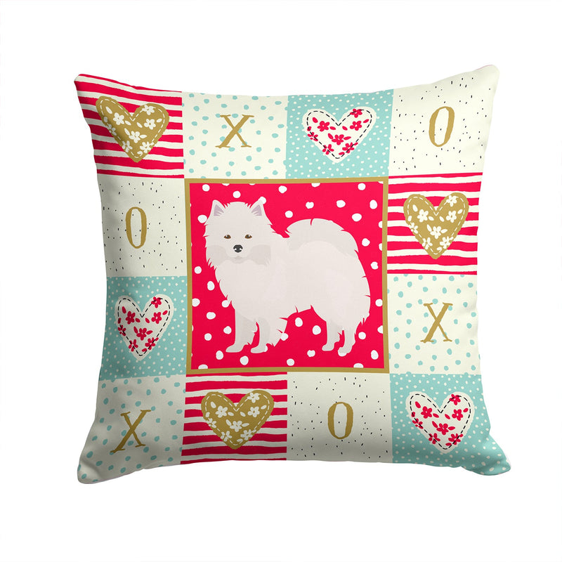 American Eskimo Love Fabric Decorative Pillow CK5808PW1414