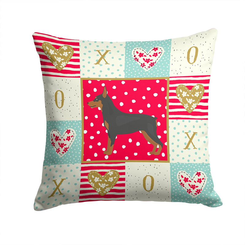 Miniature Pinscher Love Fabric Decorative Pillow CK5867PW1414