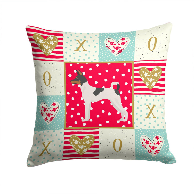 Toy Fox Terrier Love Fabric Decorative Pillow CK5899PW1414