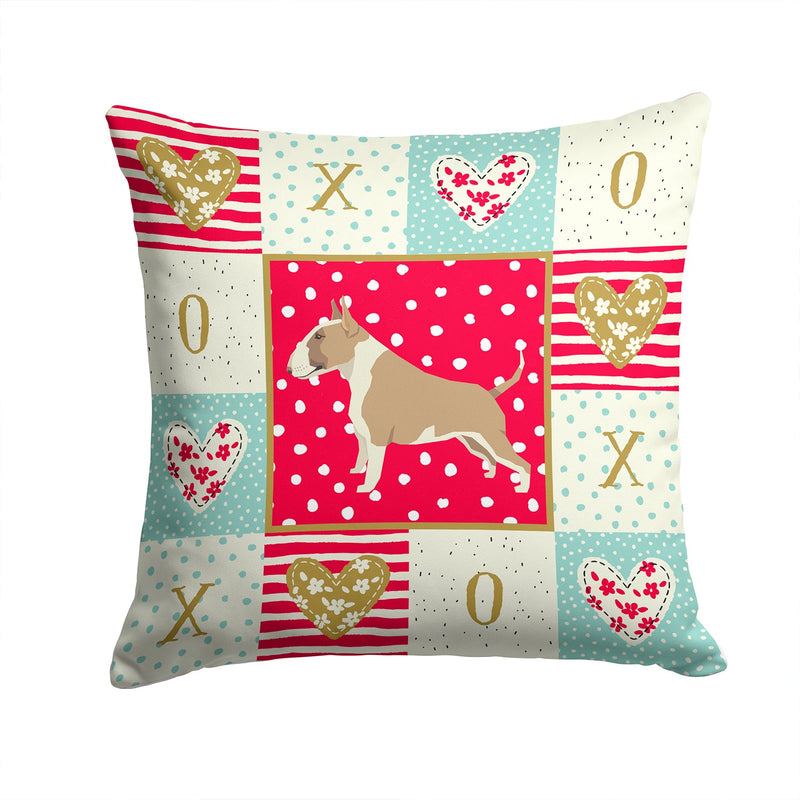 Fawn and White Bull Terrier Love Throw Pillow - 14x14 Decorative Pillow – Art for Your Home & Patio CK5918PW1414