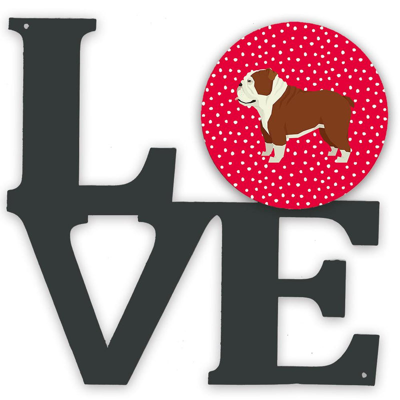 English Bulldog Love Metal Wall Artwork LOVE CK5926WALV