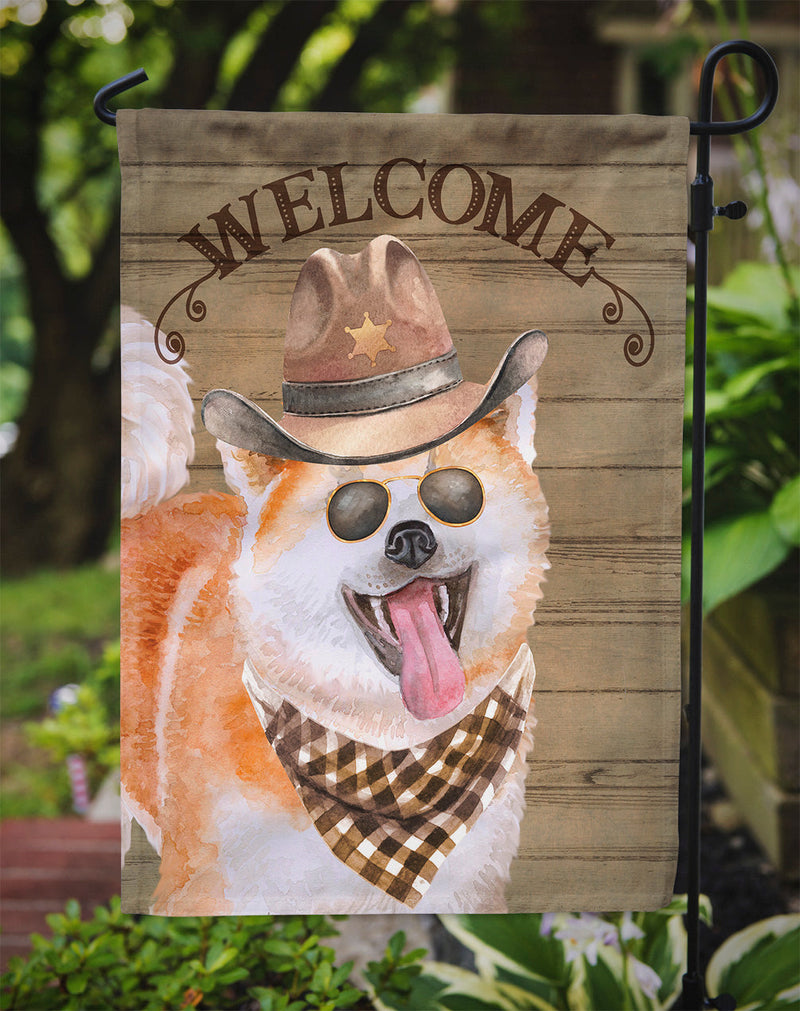 Akita Cowboy Dog Welcome Garden Flag – Western-Style Dog with Hat & Sunglasses CK6275GF