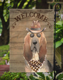Bloodhound Cowboy Dog Welcome Garden Flag – Western-Style Dog with Hat & Sunglasses CK6290GF