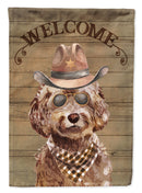 Brown Cockapoo Cowboy Dog Welcome Garden Flag – Western-Style Dog with Hat & Sunglasses CK6295GF