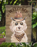 Champagne Cockapoo Cowboy Dog Welcome Garden Flag – Western-Style Dog with Hat & Sunglasses CK6304GF