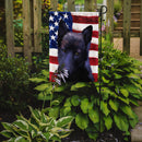Black Norwegian Elkhound American Flag Garden Flag - Outdoor Decorative Yard Flag CK6437GF