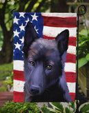 Black Norwegian Elkhound American Flag Garden Flag - Outdoor Decorative Yard Flag CK6437GF