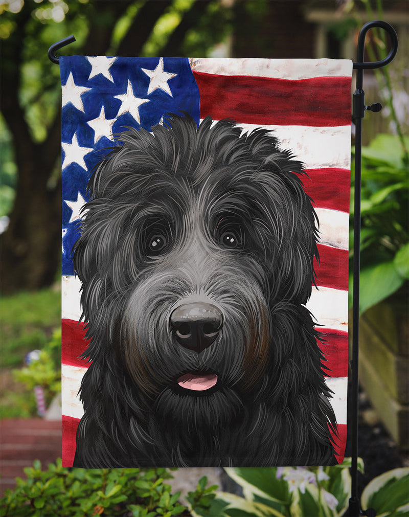 Black Russian Terrier American Flag Garden Flag - Outdoor Decorative Yard Flag CK6438GF