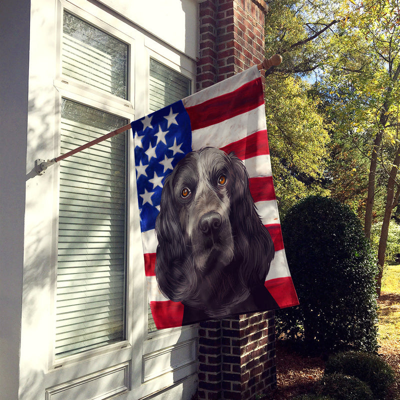 Blue Picardy Spaniel American Flag Flag Canvas House Size CK6443CHF