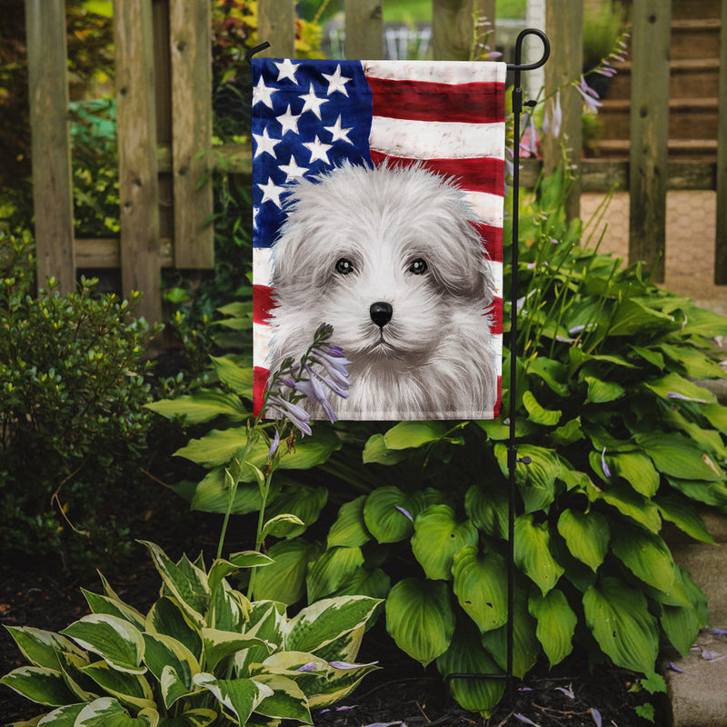 Bolognese Dog American Flag Garden Flag - Outdoor Decorative Yard Flag CK6446GF