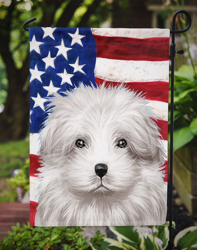 Bolognese Dog American Flag Garden Flag - Outdoor Decorative Yard Flag CK6446GF