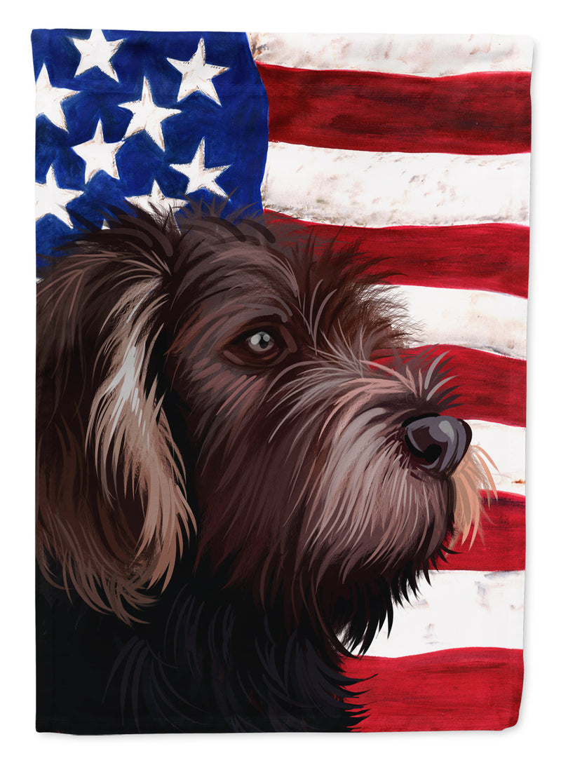 German Roughhaired Pointer American Flag Flag Garden Size CK6535GF