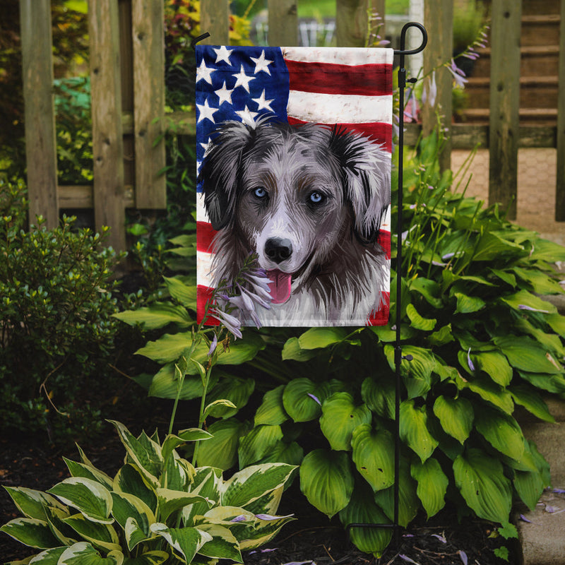 Miniature American Shepherd American Flag Garden Flag - Outdoor Decorative Yard Flag CK6615GF