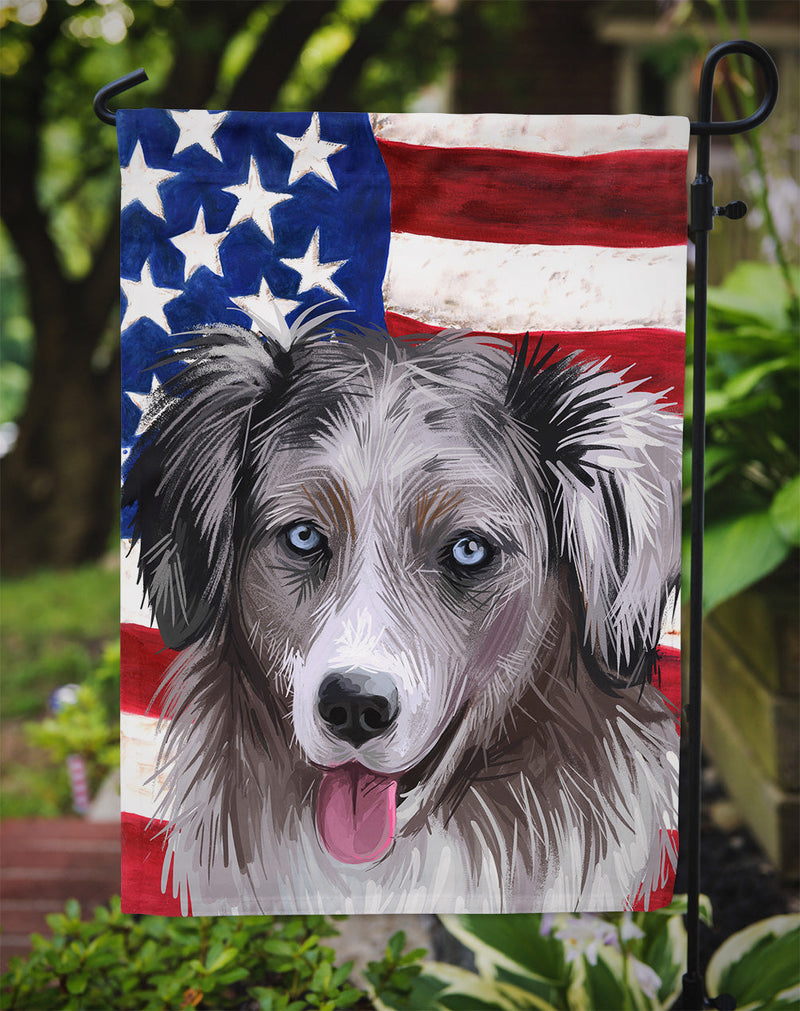 Miniature American Shepherd American Flag Garden Flag - Outdoor Decorative Yard Flag CK6615GF