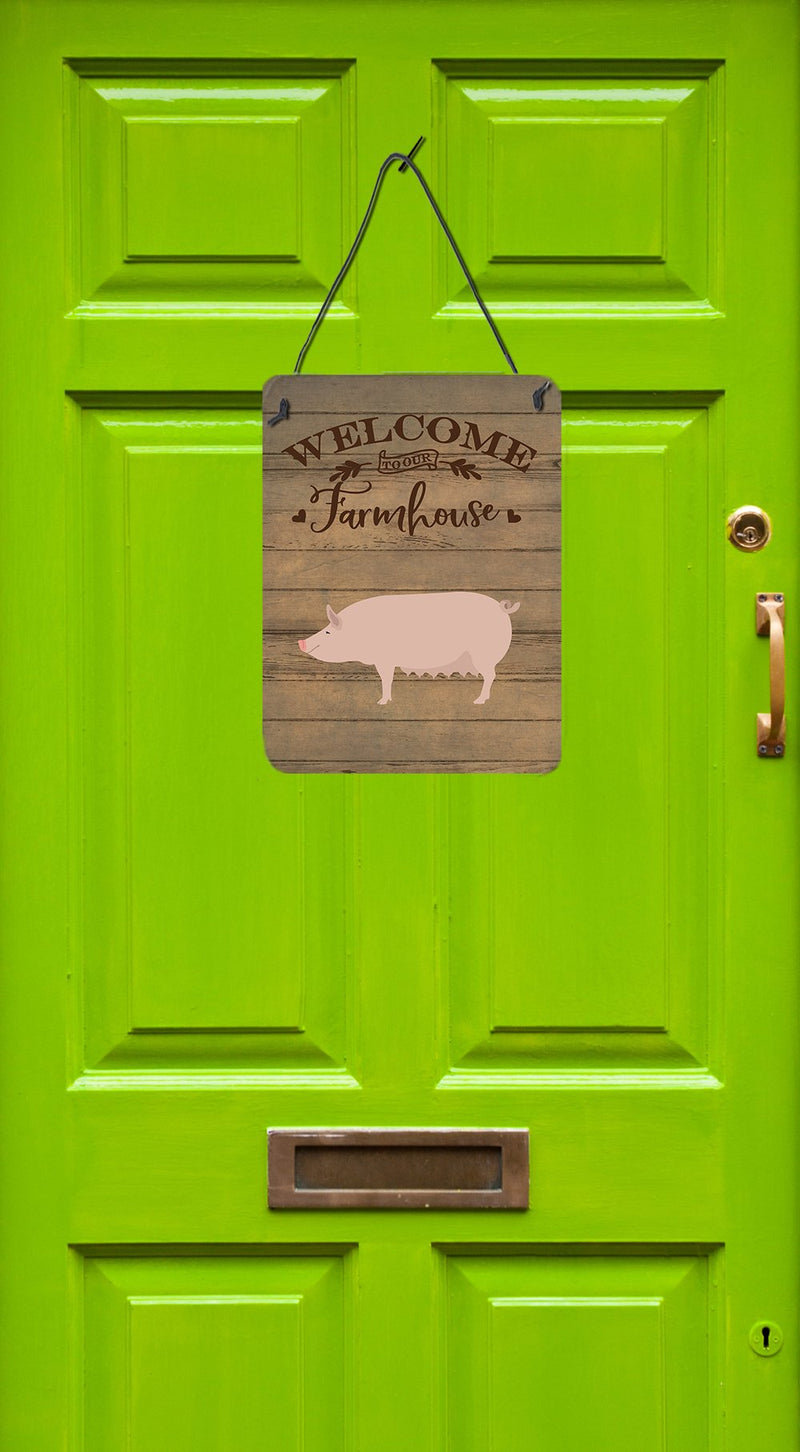 English Large White Pig Welcome Wall or Door Hanging Prints CK6882DS1216