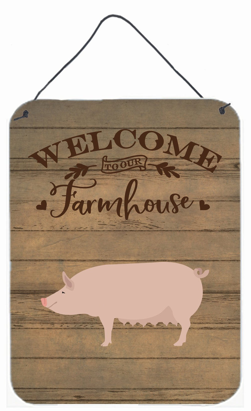 English Large White Pig Welcome Wall or Door Hanging Prints CK6882DS1216