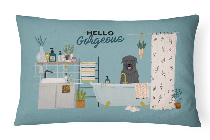 Black Russian Terrier in Bathtub Canvas Fabric Decorative Pillow CK7448PW1216