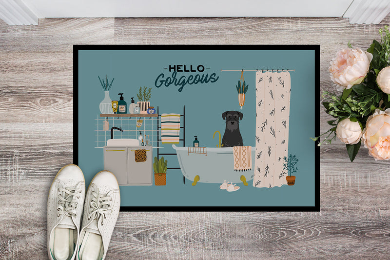 Black Standard Schnauzer in Bathtub Doormat - 18x27 Decorative Floor Mat – Indoor/Outdoor Rug with Artistic Flair CK7454MAT