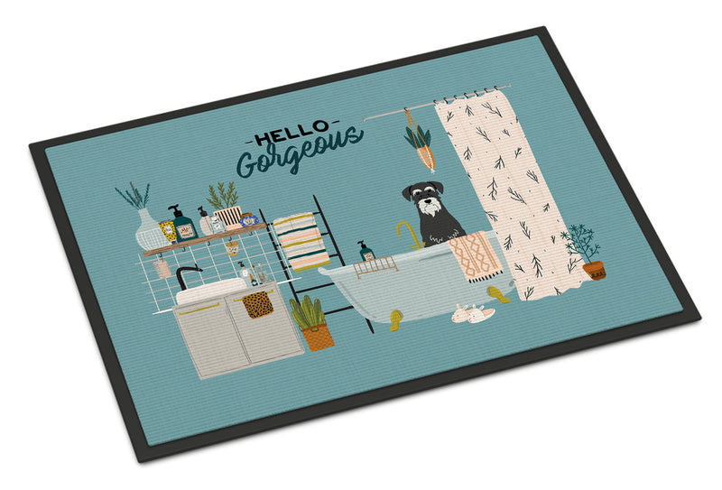 Salt and Pepper Standard Schnauzer in Bathtub Doormat - 24x36 Decorative Floor Mat – Indoor/Outdoor Rug with Artistic Flair CK7455JMAT