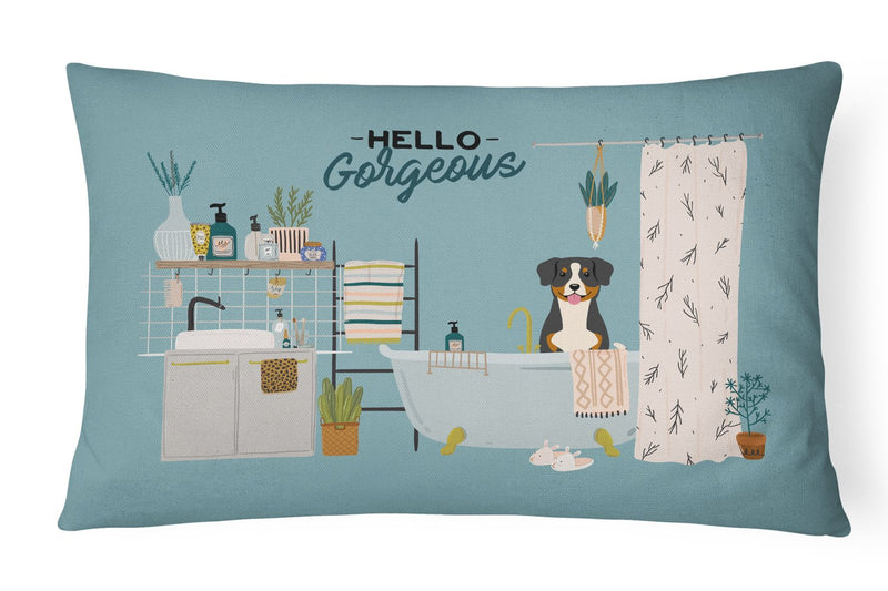 Entlebucher in Bathtub Canvas Fabric Decorative Pillow CK7460PW1216
