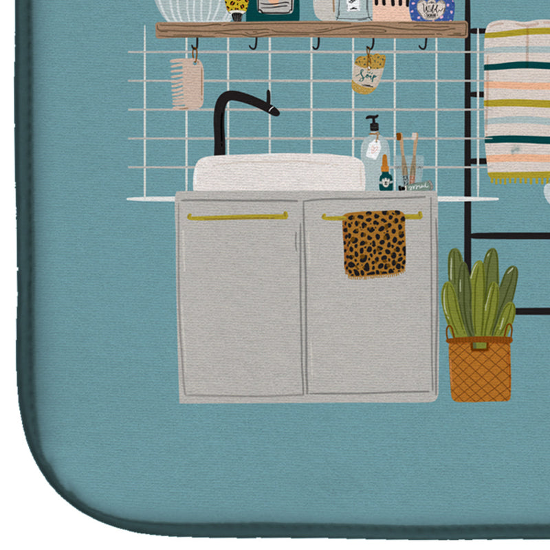 Blue Staffordshire Bull Terrier in Bathtub Dish Drying Mat – Absorbent, Artistic Kitchen Essentials CK7468DDM