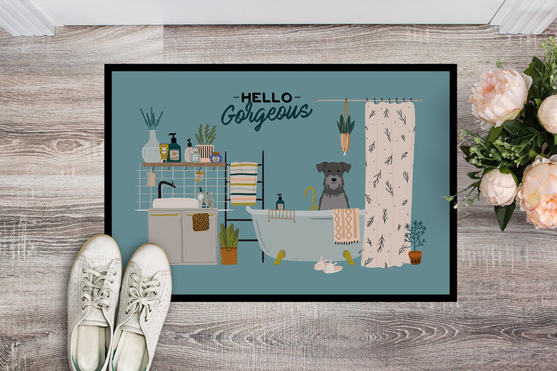 Black Silver Miniature Schnauzer in Bathtub Doormat - 18x27 Decorative Floor Mat – Indoor/Outdoor Rug with Artistic Flair CK7474MAT