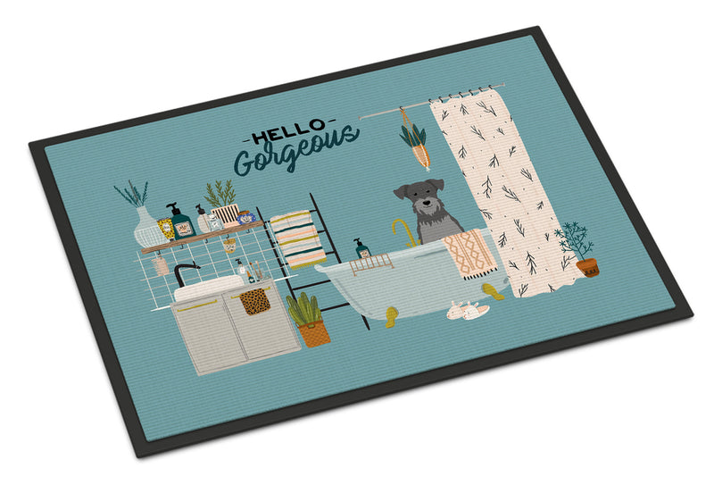 Black Silver Miniature Schnauzer in Bathtub Doormat - 18x27 Decorative Floor Mat – Indoor/Outdoor Rug with Artistic Flair CK7474MAT
