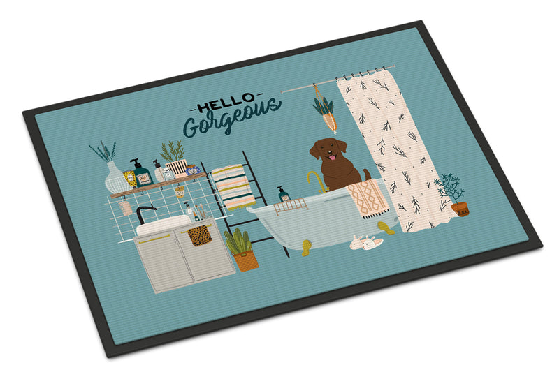 Chocolate Labrador in Bathtub Doormat - 18x27 Decorative Floor Mat – Indoor/Outdoor Rug with Artistic Flair CK7478MAT