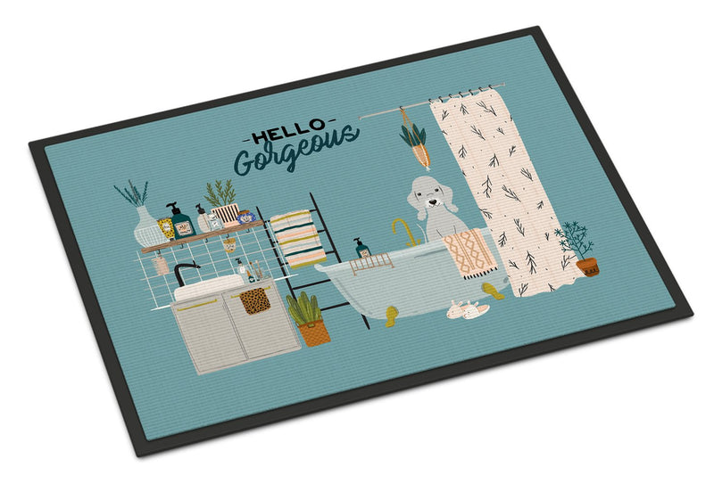 Blue Bedlington Terrier in Bathtub Indoor or Outdoor Mat 24x36 CK7512JMAT