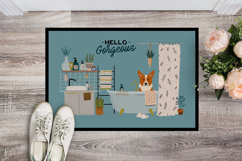 Corgi in Bathtub Doormat - 24x36 Decorative Floor Mat – Indoor/Outdoor Rug with Artistic Flair CK7522JMAT