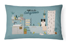 Black White Border Collie in Bathtub Canvas Fabric Decorative Pillow CK7540PW1216