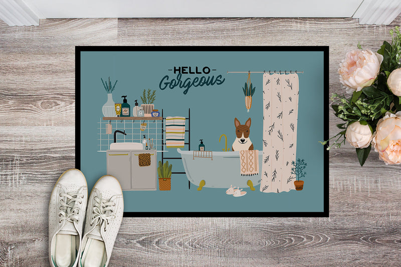 Brindle Bull Terrier in Bathtub Doormat - 24x36 Decorative Floor Mat – Indoor/Outdoor Rug with Artistic Flair CK7559JMAT